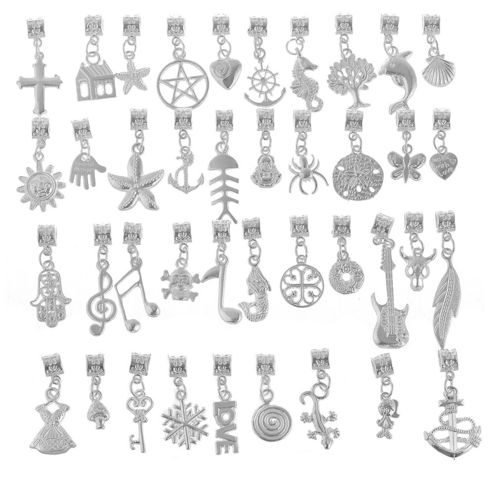 6305 80Pcs Tibetan White Silver Plated Metal Connector Bails Mix Bead